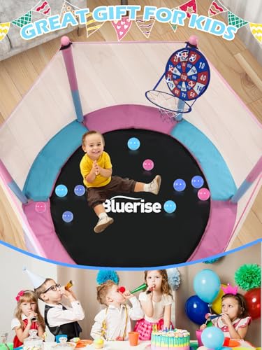 6FT Toddler Trampoline with Basketball Hoop and Enclosure Net Z907238