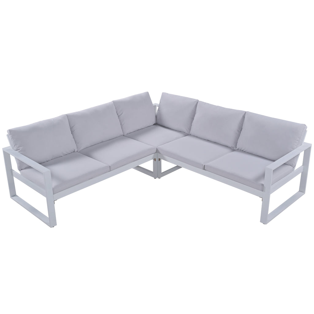 Industrial Style Outdoor Sofa Combination Set with 2 Love Sofa, 1 Single Sofa, 1 Table, 2 Bench T582