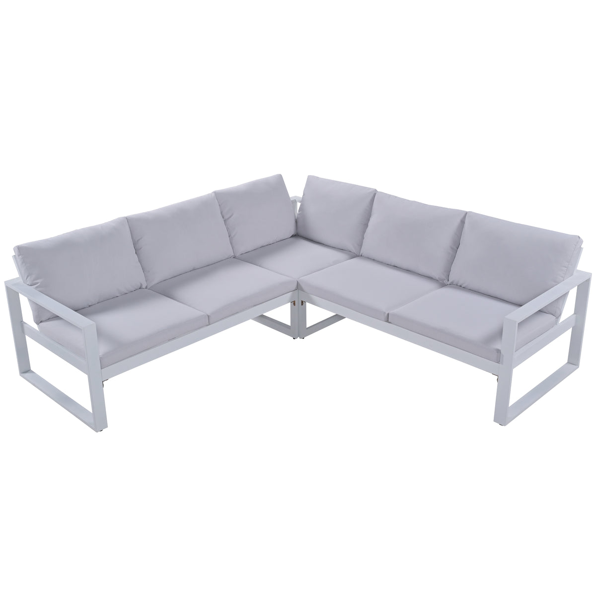 Industrial Style Outdoor Sofa Combination Set with 2 Love Sofa, 1 Single Sofa, 1 Table, 2 Bench T582