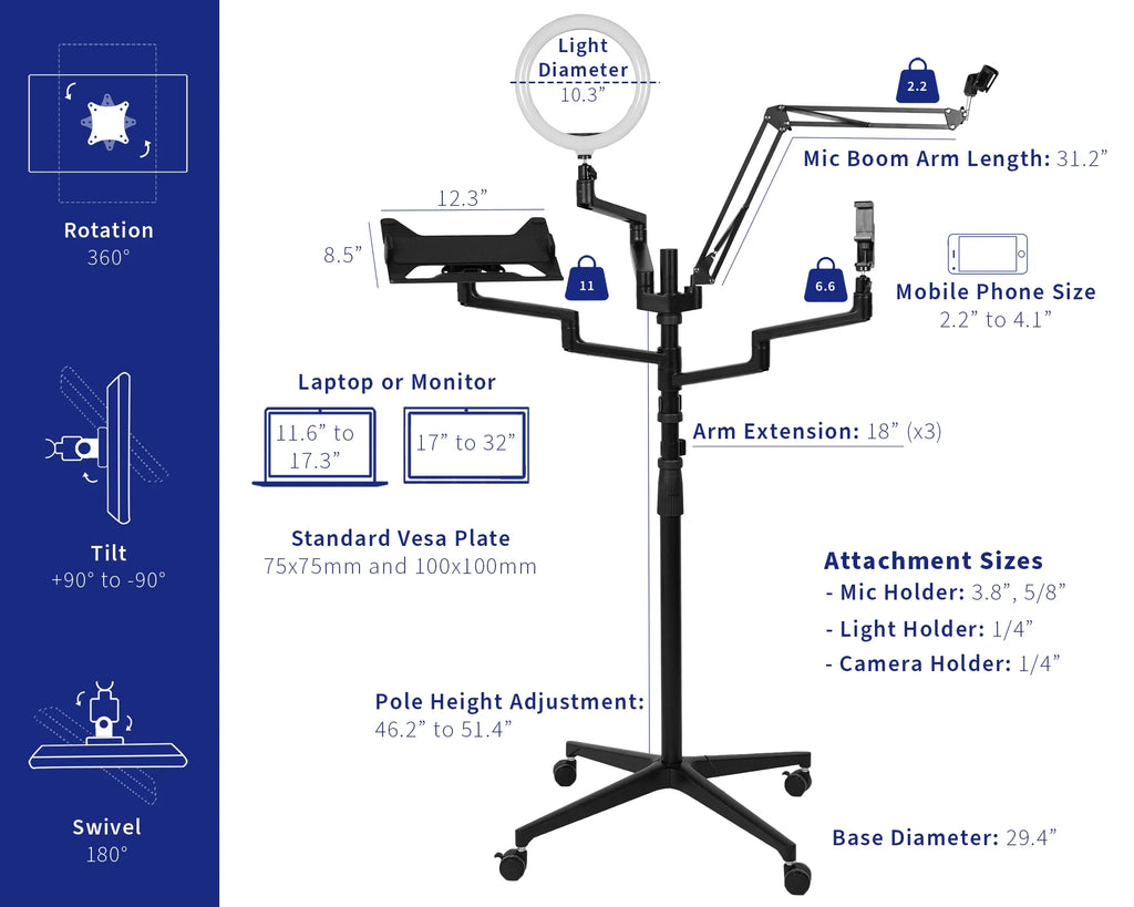 All-In-One Studio Live Stream Mobile Floor Stand P52888