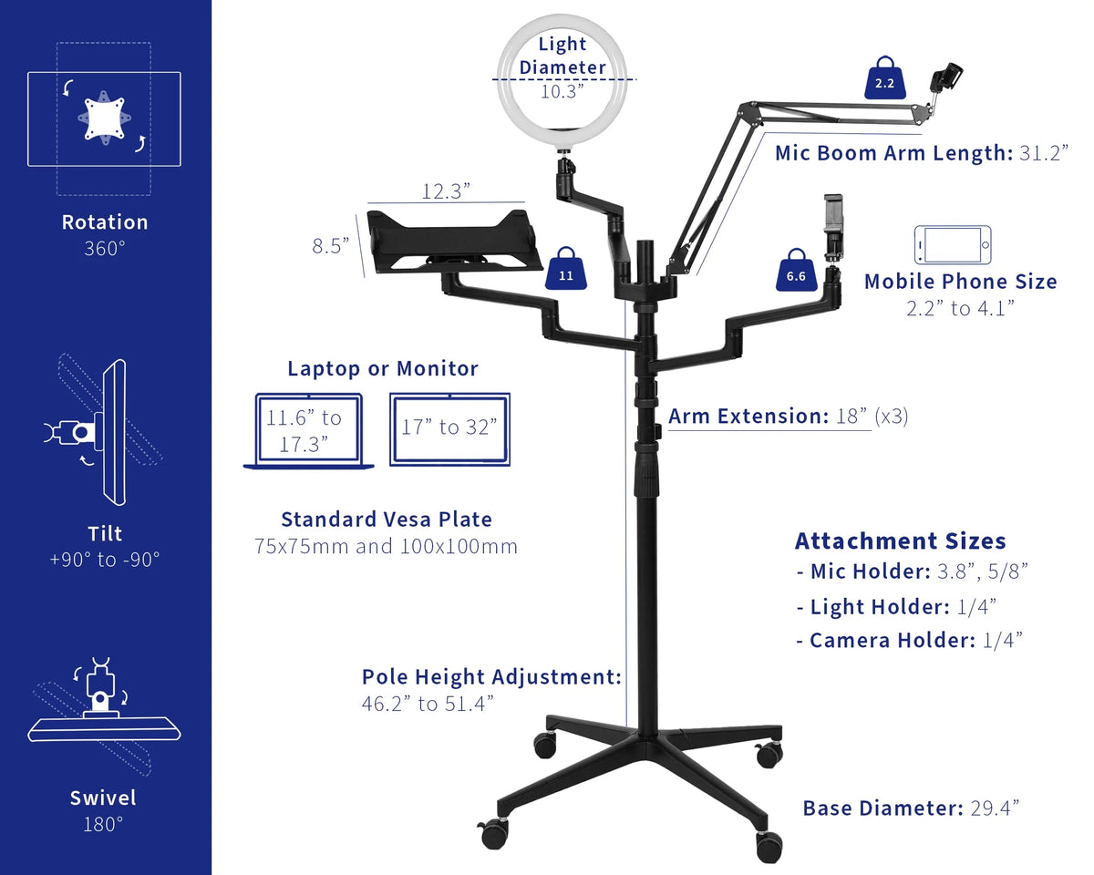 All-In-One Studio Live Stream Mobile Floor Stand P52888