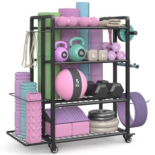 4-Tier Dumbbell Rack with Wheels and Hooks G90781