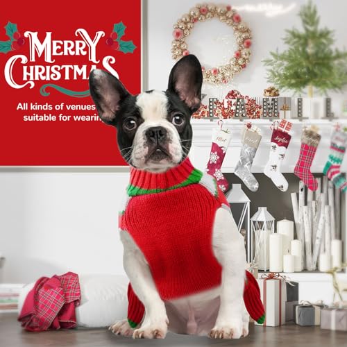 Red Striped Knitted Dog Sweater with Harness Hole E75020