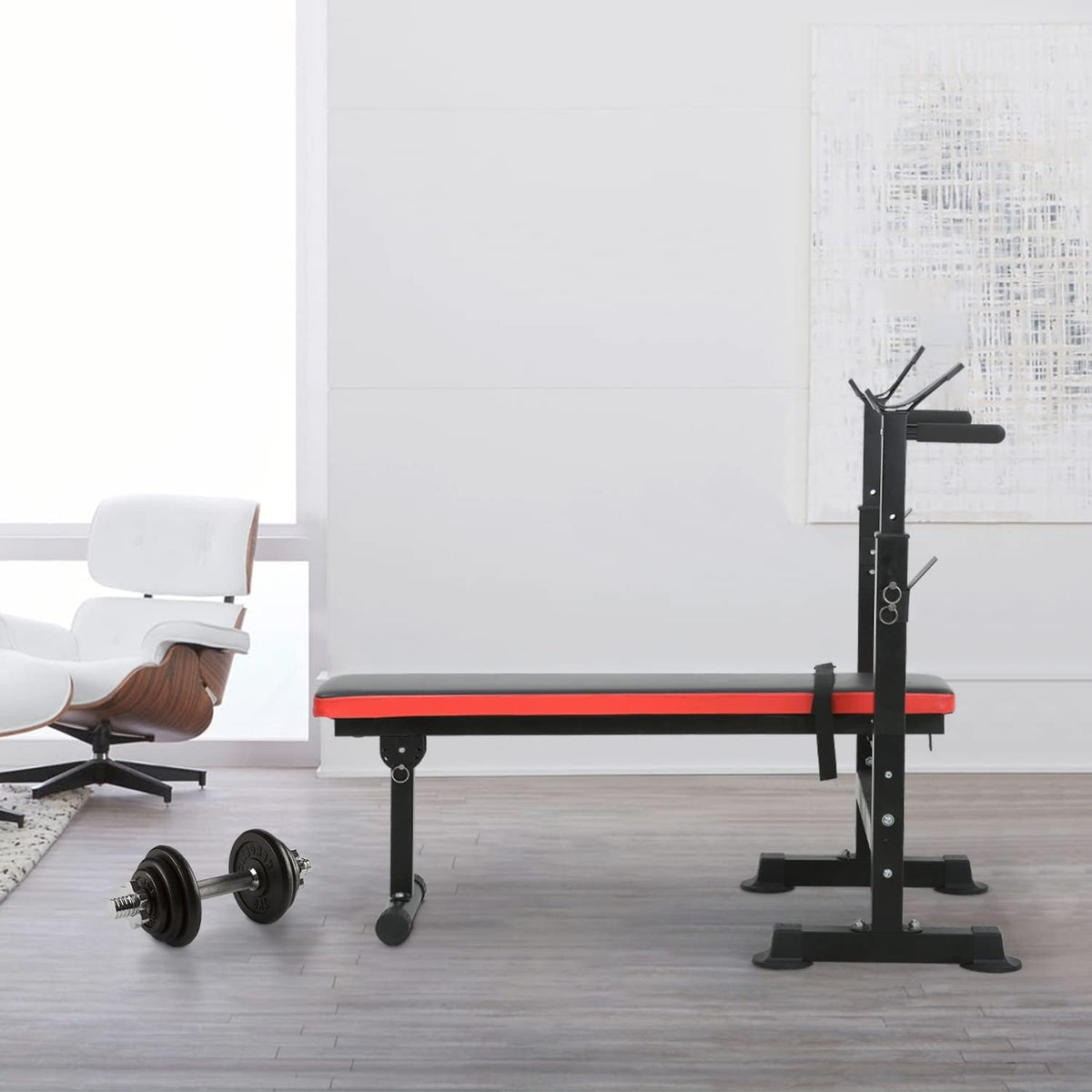 Adjustable Weight Bench with Barbell Rack X4161