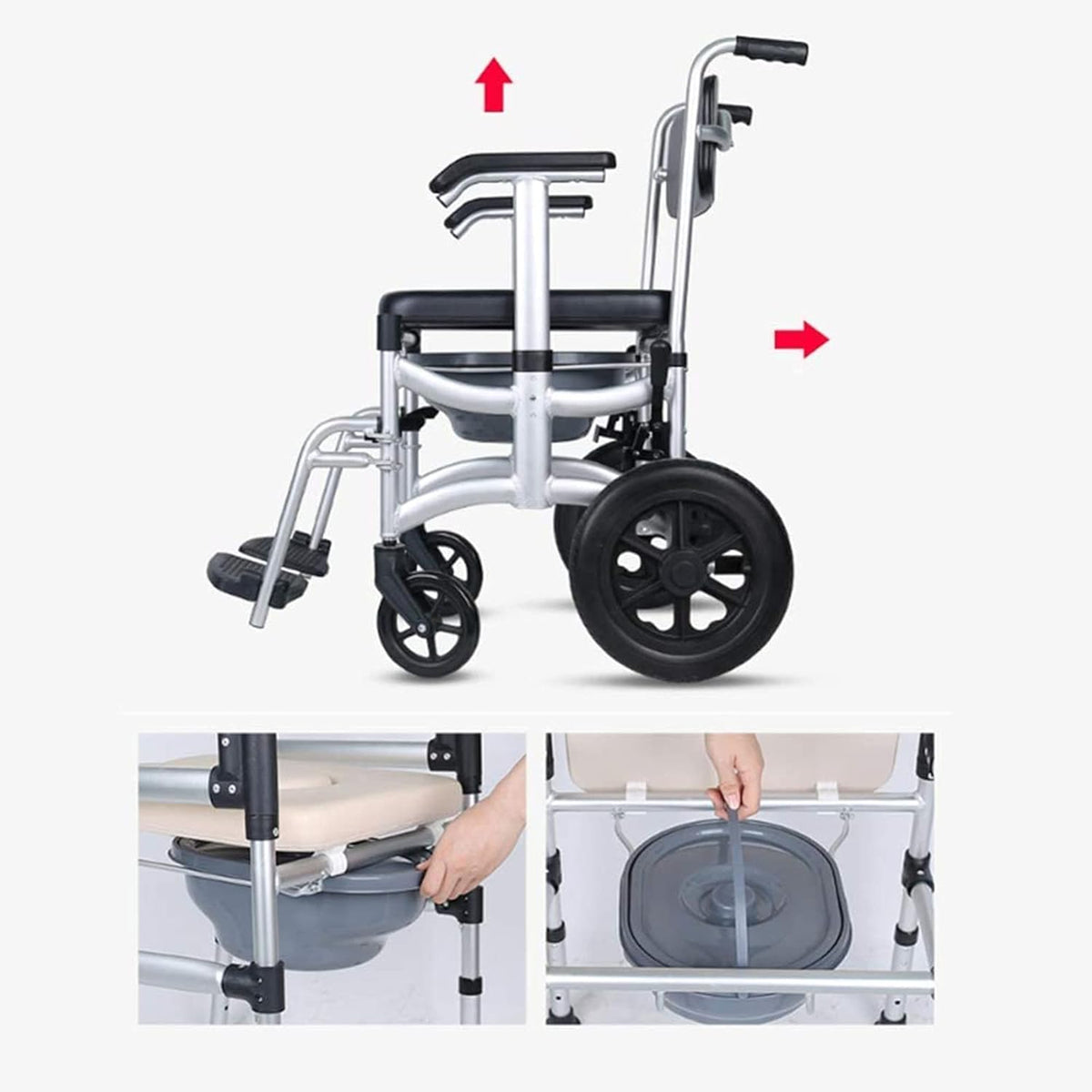 Toilet Commode Chair with Adjustable Height, Detachable Pot and Brakes F118646