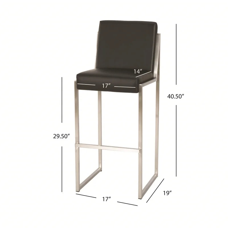 Black Leather Barstool Set of 2 H394