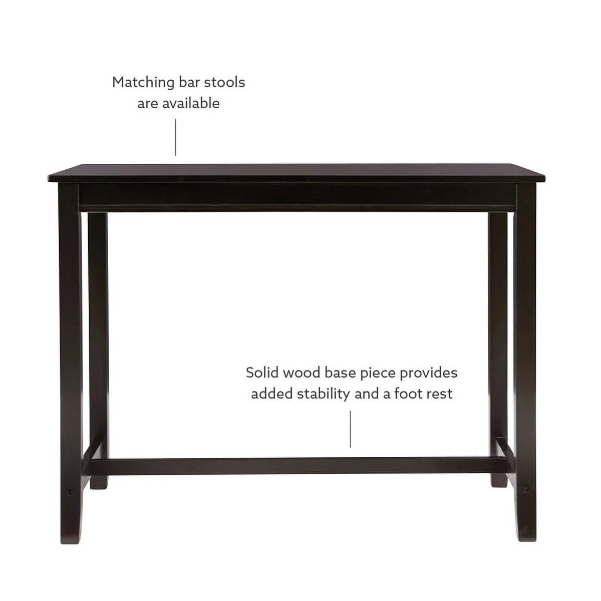 36" Wood Counter Height Pub Table in Black C866