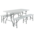 3 Pieces 6ft Portable Folding Picnic Table with Bench X15831