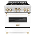 30 Inch Gas Range with White Matte Door and Gold Accents S4812