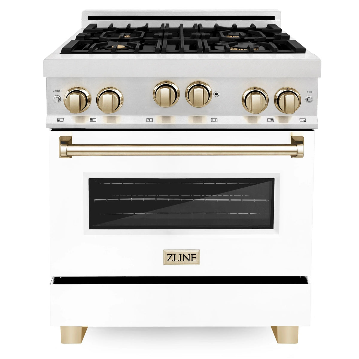 30 Inch Gas Range with White Matte Door and Gold Accents S4812