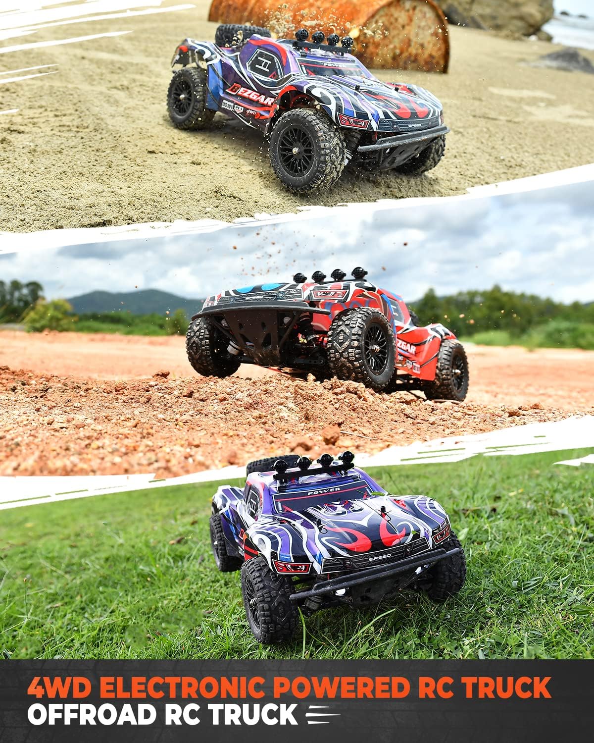 1:10 Scale 4WD Remote Control Monster Truck with 2 Rechargeable Batteries Y162