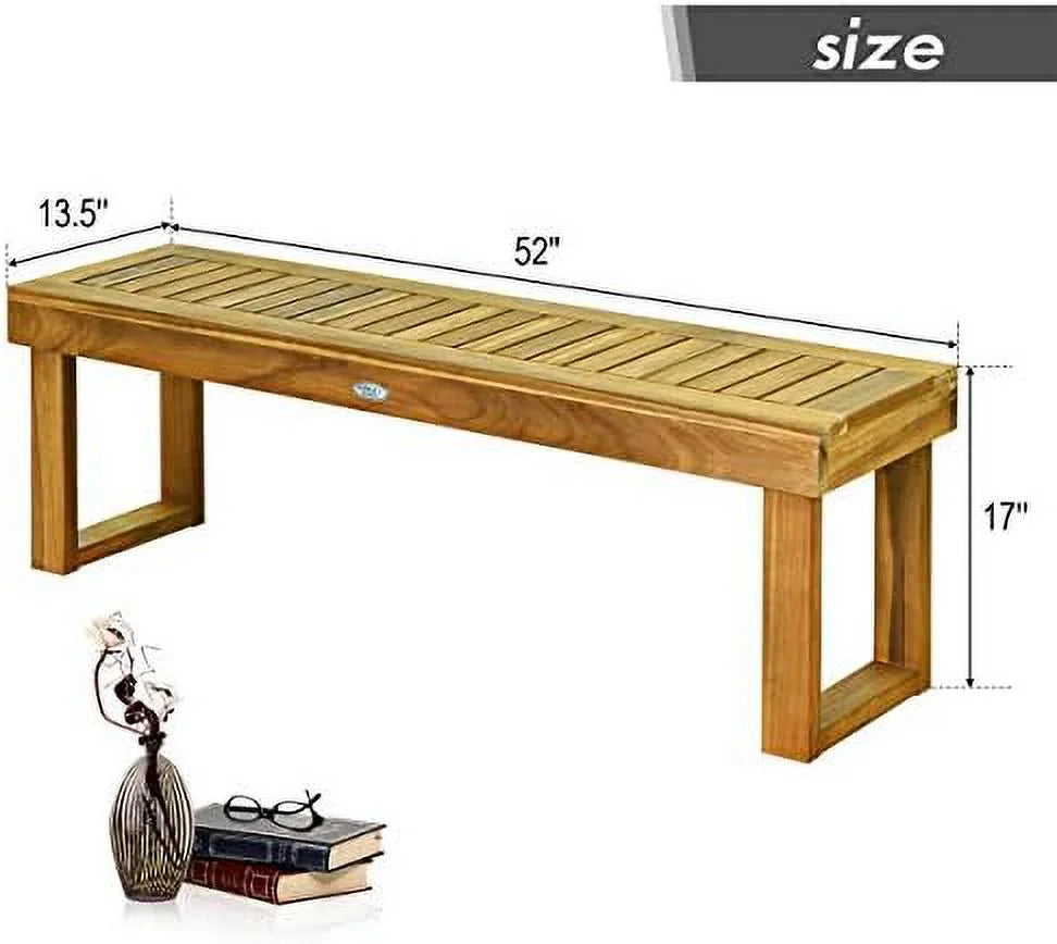 52 Inches Acacia Wood Backless Patio Bench Z3995