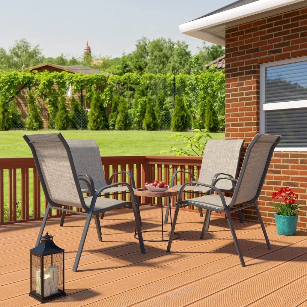 Brown Set of 4 Stackable Patio Chairs Q174547
