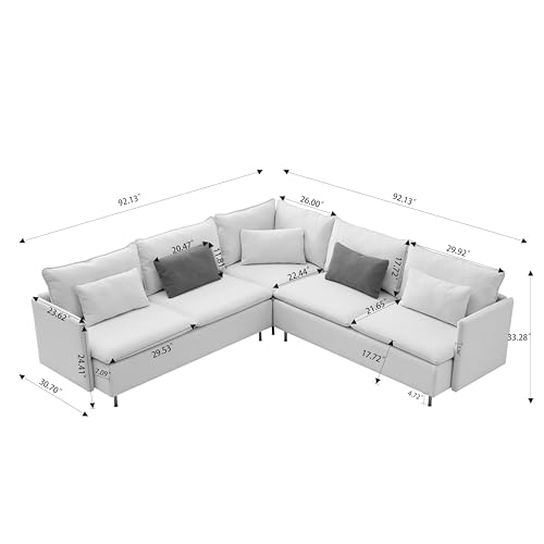 Beige L Shaped Sectional Sofa with 5 Waist Pillows C726414