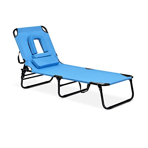Blue Folding Chaise Lounge Chair T3213