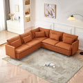 Beige L Shaped Sectional Sofa with 5 Waist Pillows C726414