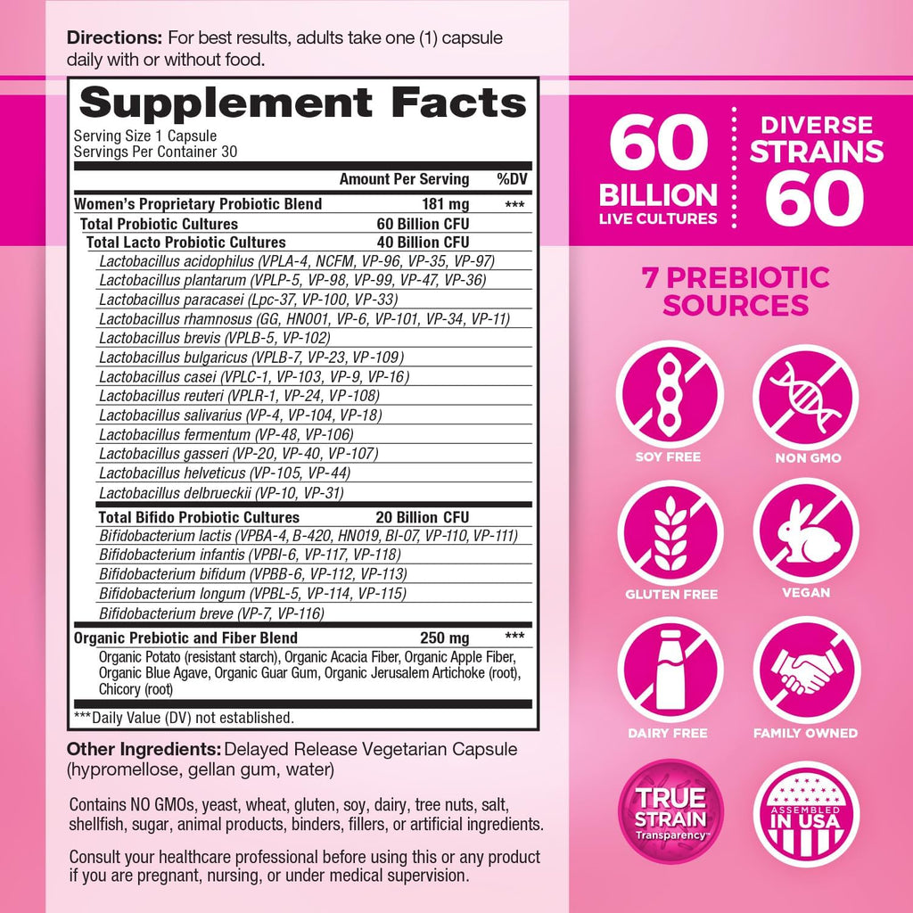 Women’s Daily Probiotic 60 Billion CFU, 60 Strains, 30 Capsules S8501
