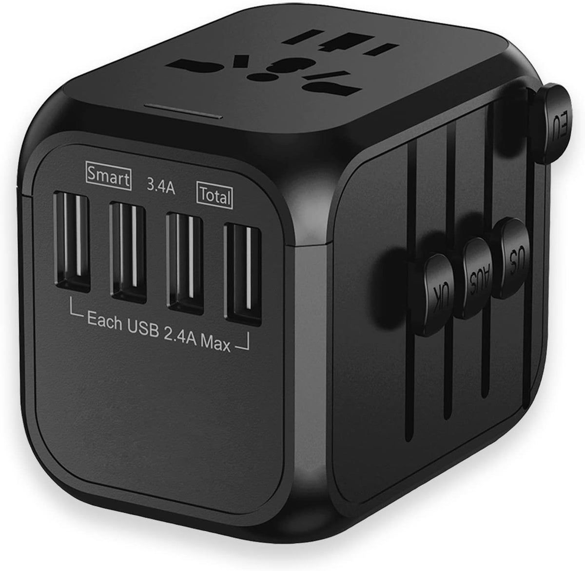 Universal International Power Adapter with 3.4A 4XUSB Wall Charger, Pack of 2 L4516