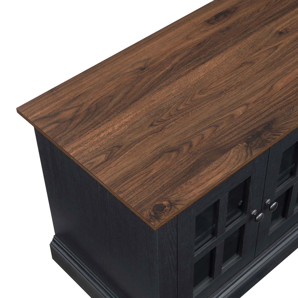 4-door TV Stand for TVs up to 85", White/Walnut Finish B455757