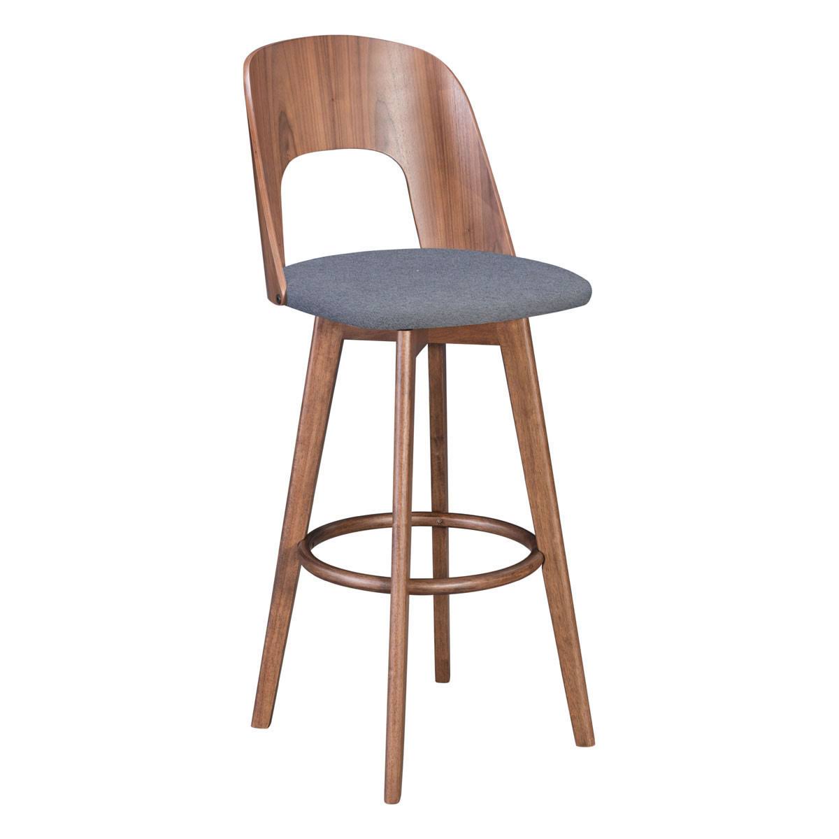 Walnut & Dark Gray Barstool (Set of 2) V81423