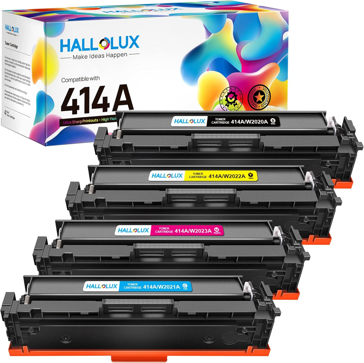 Compatible Toner Cartridge for HP 414A 414X Printer (Black Cyan Magenta Yellow, 4 Pack) O944453