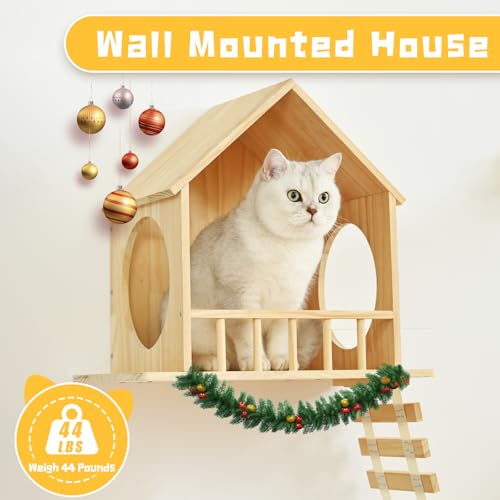 9pc Wooden Cat Wall Shelves with Condo Houses Perches Ladders and Scratching Posts Z14621