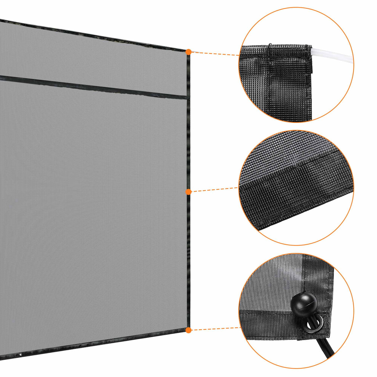 6x10' RV Awning Sun Shade Screen Black Mesh D50735