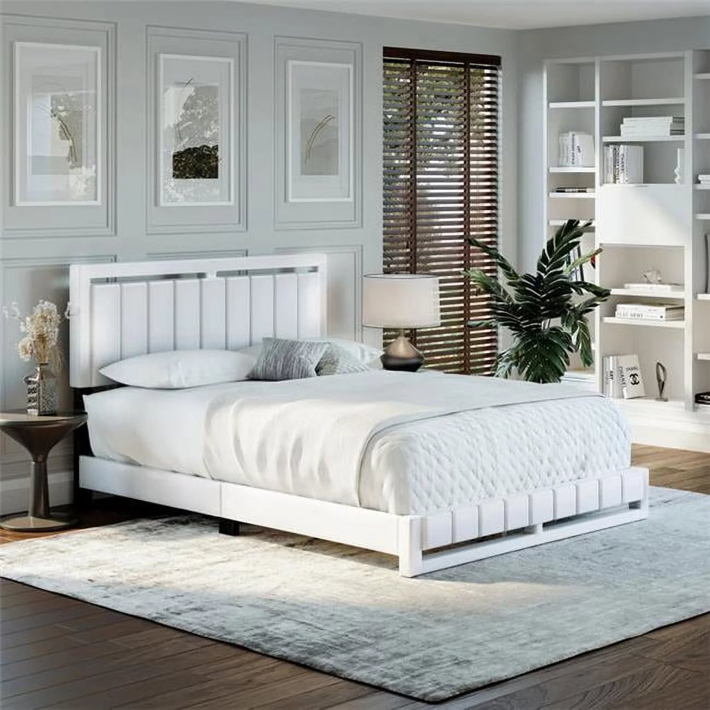 Faux Leather Upholstered Platform Bed J88931