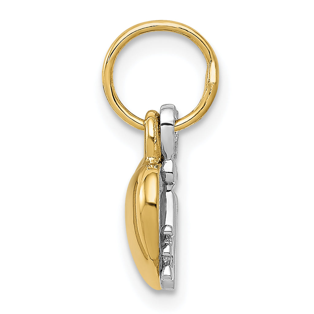 14K Two-Tone Gold Heart And Key Charm Necklace R743645