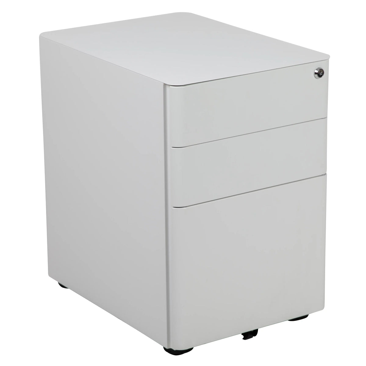 White Adjustable Computer Desk, Office Chair and Mobile Filing Cabinet K489509