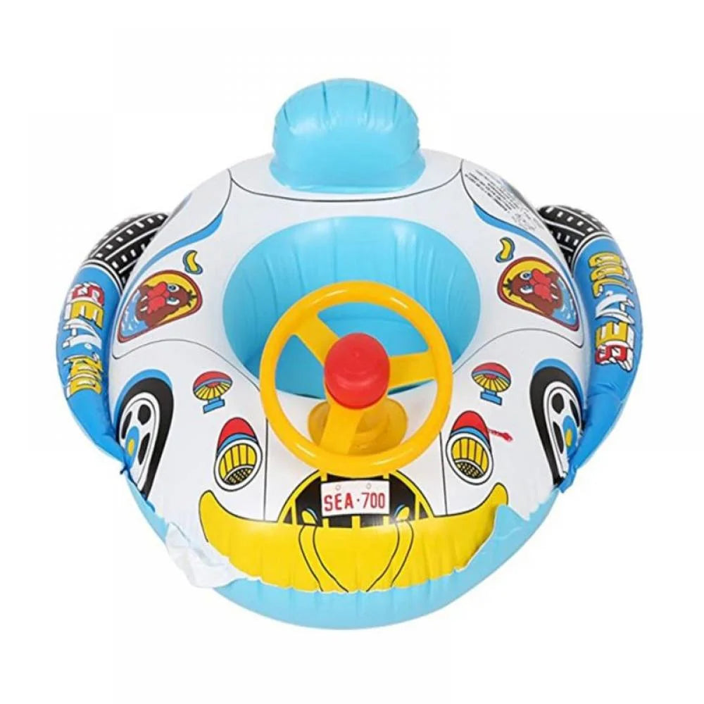 Inflatable Pool Float Ring with Steering Wheel Horn for Kids H538