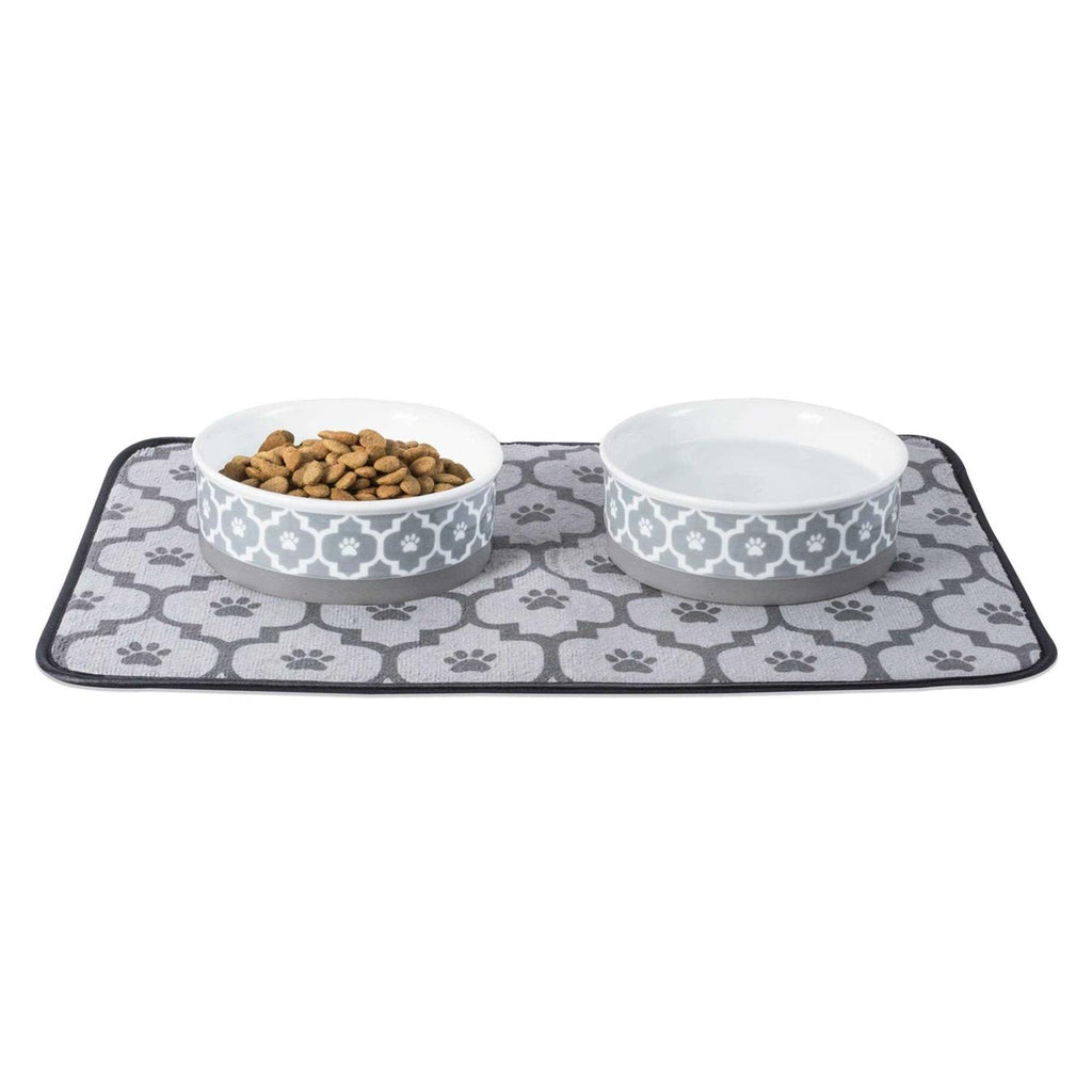 White Marble Pet Bowl Set of 2 R620
