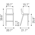 Gray Walnut Counter Chair Set of 2 F4019