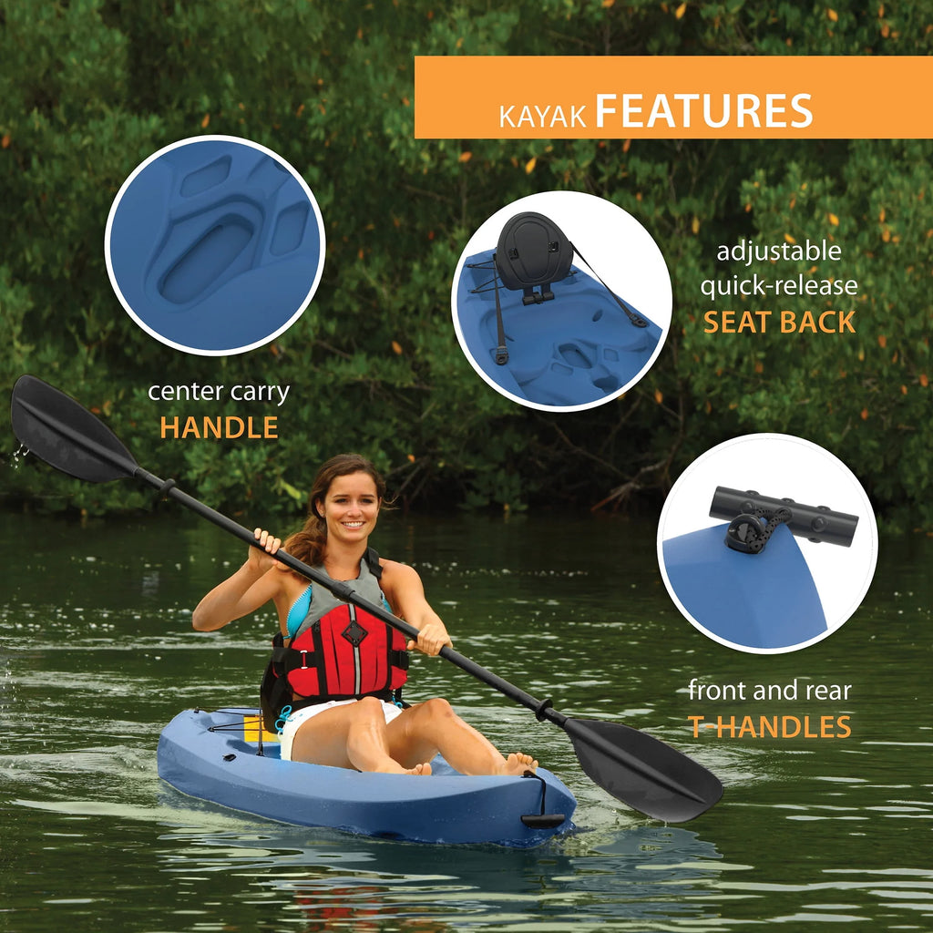 8 ft Sit-on-top Kayak with Paddle, Dark Blue X565