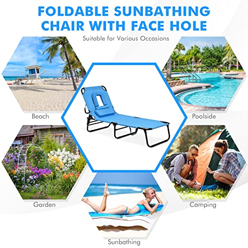 Blue Folding Chaise Lounge Chair T3213