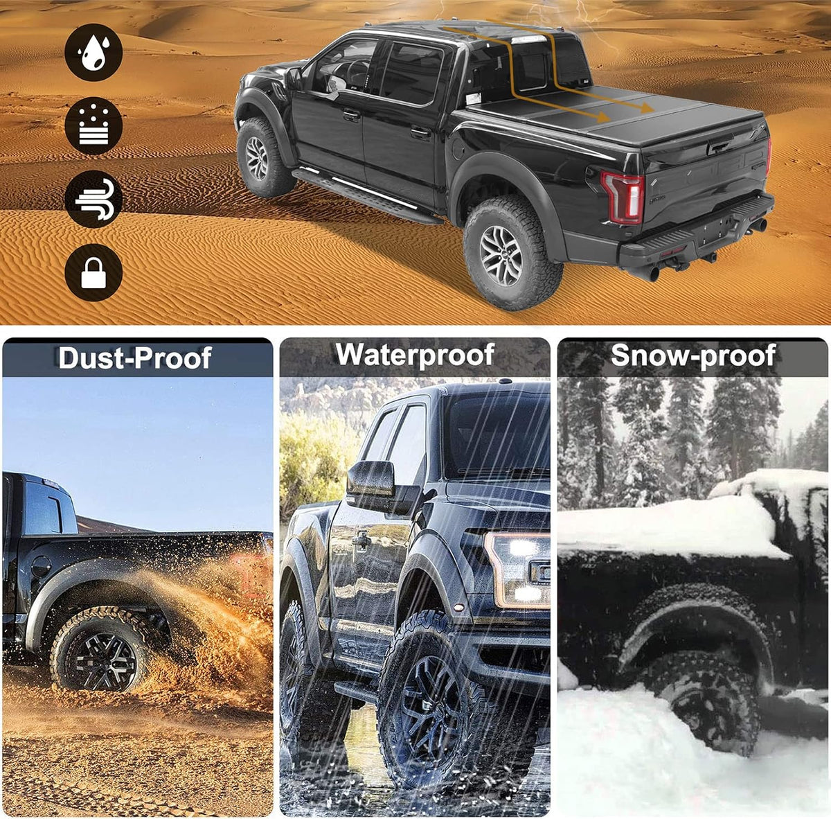 Hard Tri-Fold Truck Pickup Bed Cover for Ram 1500 2500 3500 D729