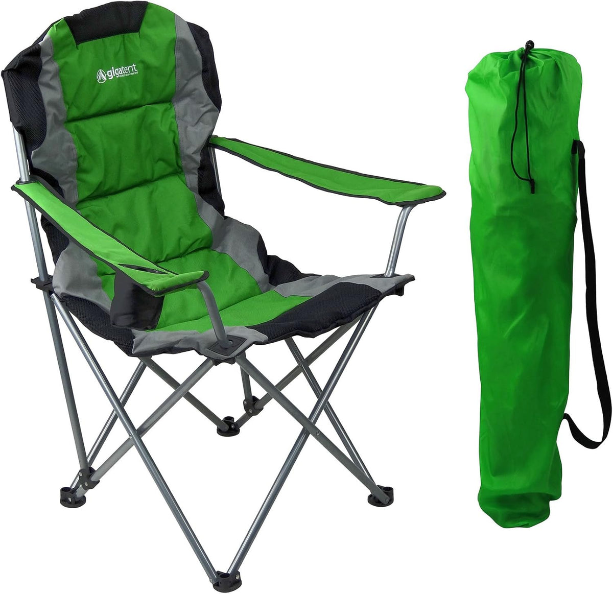 Black Lightweight Folding Padded Camping Chair with Cup Holder K429