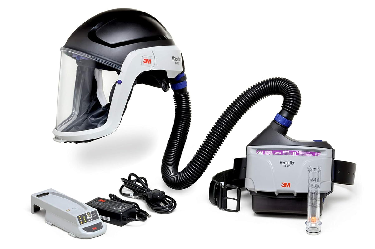 3M PAPR Respirator, Versaflo Powered Air Purifying Respirator Kit, TR-300N+ HIK, Heavy Industry, Hard Hat Assembly, All-in-One Respiratory Protection for Particulates, NIOSH Approved, Grinding L9380