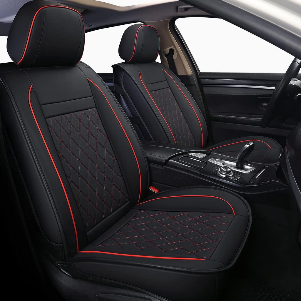 Black Leather Full Set Car Seat Covers D84079