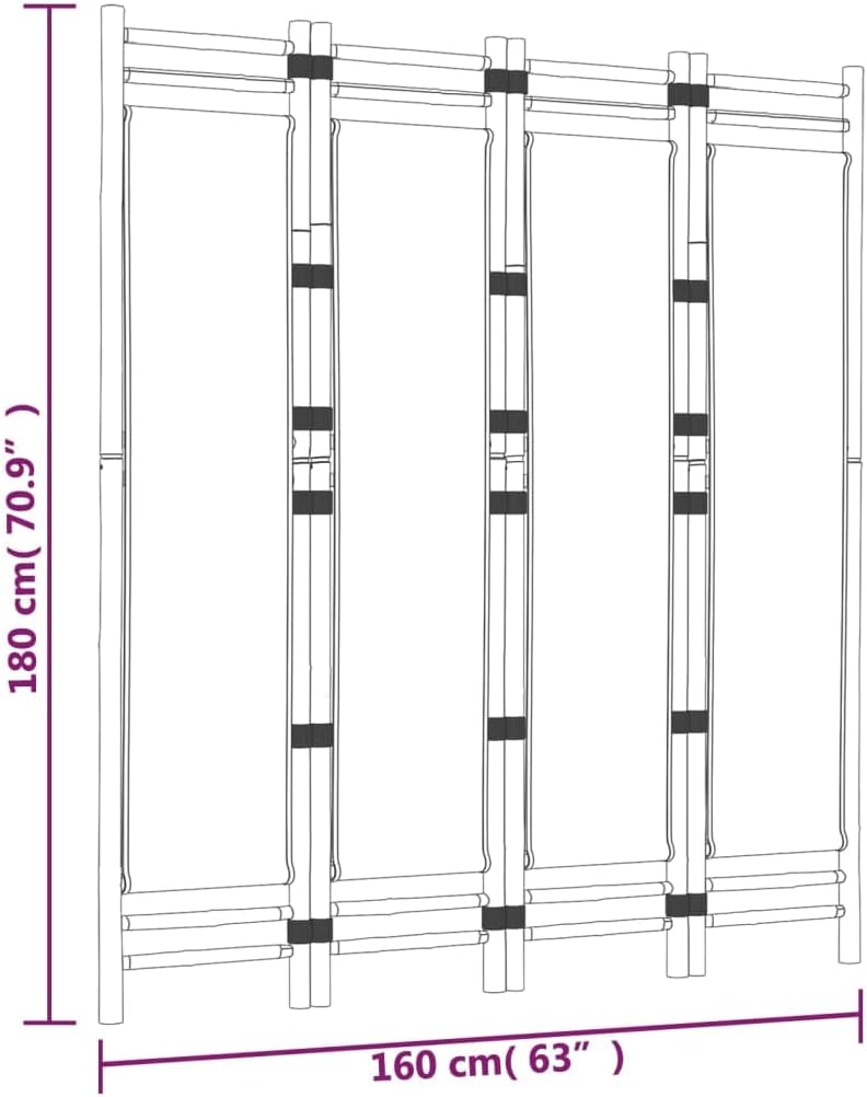 Cream White 4-Panel Bamboo Room Divider I596