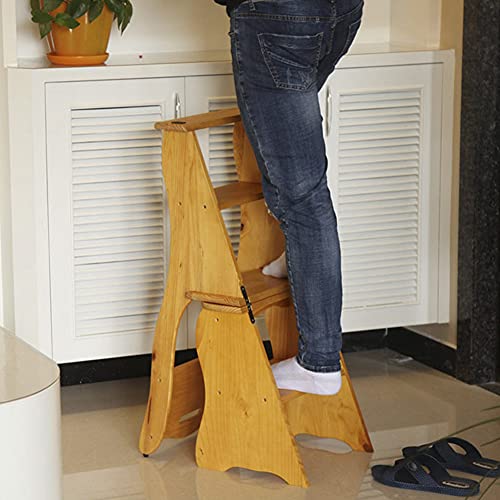 4 Step Dual Purpose Wooden Folding Step Stool (Brown) O616821
