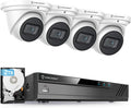 4K 8CH PoE Security Camera System with 4K IP67 Weatherproof Metal Turret Dome Cameras and 2TB HDD T684