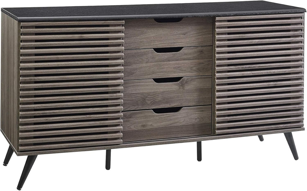 Black and Slate Grey 4 Drawer Wood Cabinet C7765
