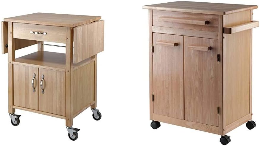Wood Drop-Leaf Kitchen Cart B417636