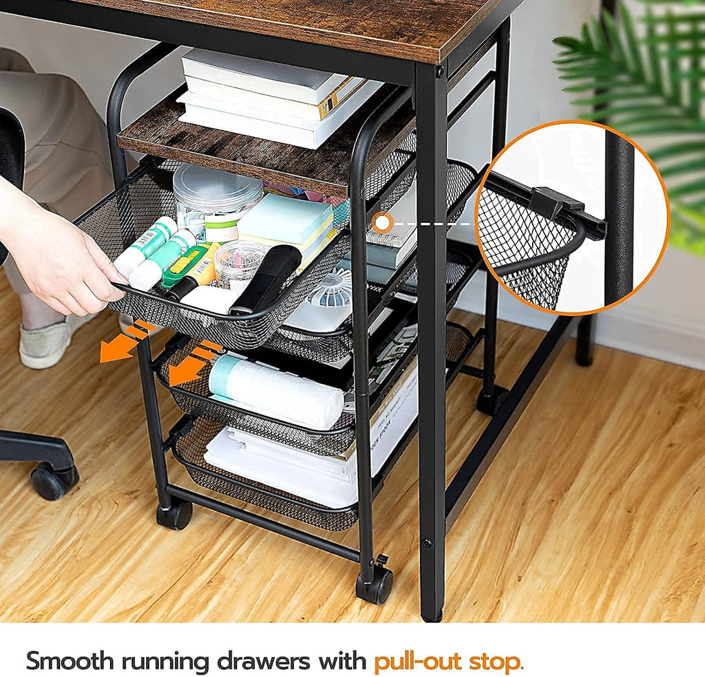 5 Tier Rolling Cart with Mesh Drawers and Wheels X9074