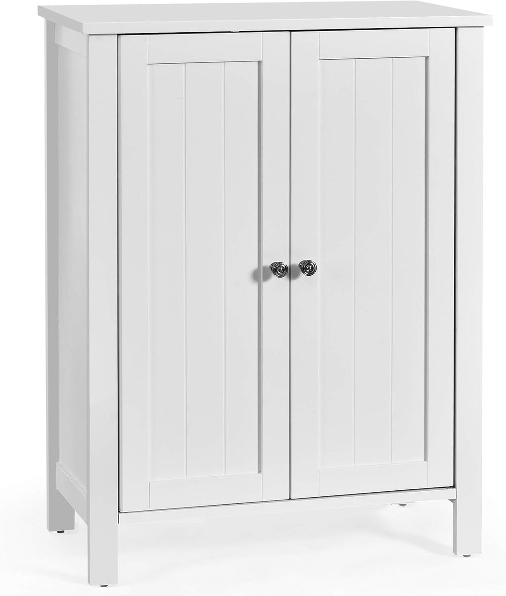 Brown 3 Tier Wooden Bathroom Floor Cabinet with Double Door T96403