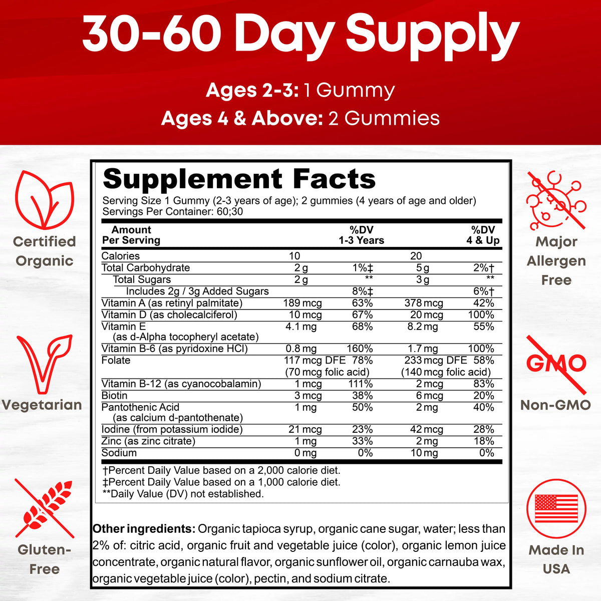 Organic Kids Multivitamin Gummies, 60 Count Q8965