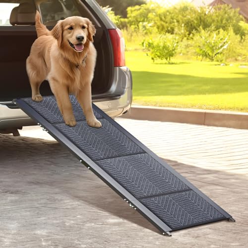 63" Long 17" Wide Folding Pet Ramp with Non-Slip Carpet Surface M8086