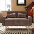 Dark Gray Linen Fabric 2-Seat Loveseat Sofa with Back Cushions and Tapered Legs M206660