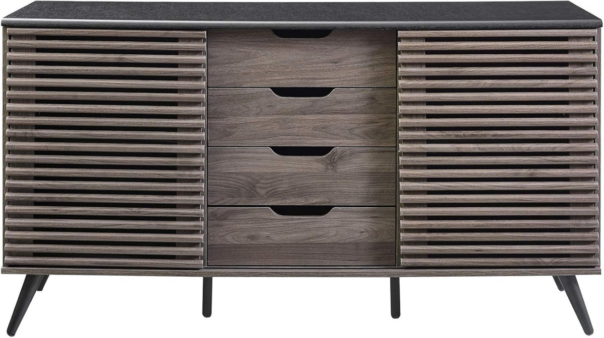 Black and Slate Grey 4 Drawer Wood Cabinet C7765